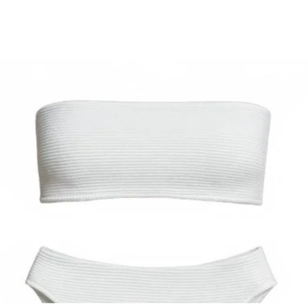 Rumer the Label Cassidy Bandeau‎ Bikini Top White Ribbed Textured NWT